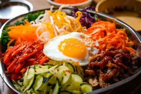  Bibimbap: Un esplosione di sapori piccanti e freschi in una ciotola armoniosa!